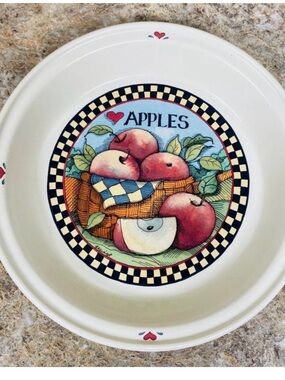 Pie Dish Apples Certified International Corp Vintage 11" W x 1.5" D Susan Winget
